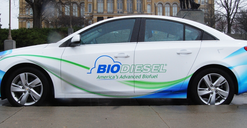 a car with "BIODIESEL america's advanced biofuel" on the side of it