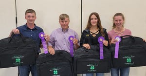 Grant County, Wis., senior 4-H livestock judging team Cameron Patterson, Madelyn Thornton, Jessica Patterson and Brendan Jenz