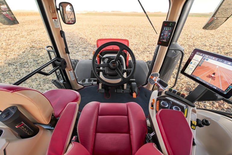view from inside Case IH tractor cab