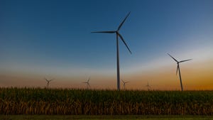 Wind turbines in cornfield