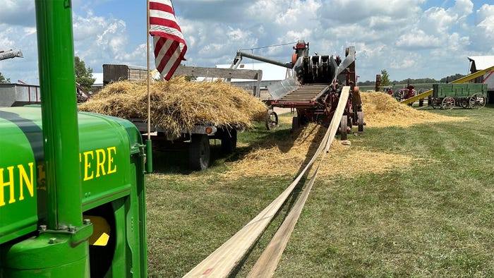 A demonstration using agriculture equipment at the LeSueur County Pioneer Power Show