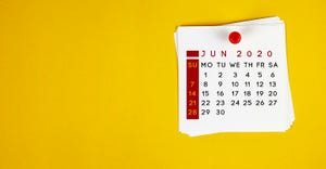 Post It June 2020 Calendar On Yellow Background