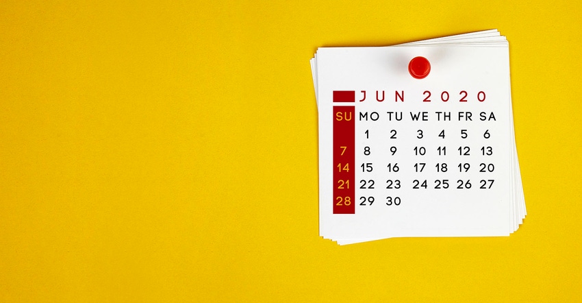 Post It June 2020 Calendar On Yellow Background