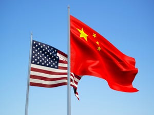 U.S. and China flags side by side