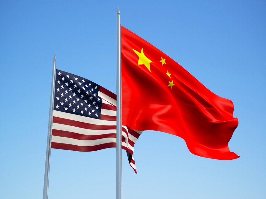 U.S. and China flags side by side U.S. and China flags side by side