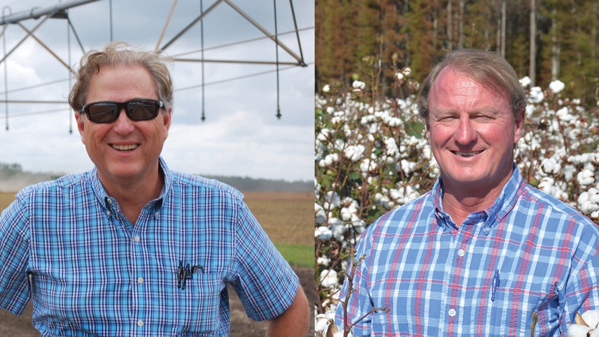 Farmer Glenn Heard of Decatur County, Ga., left, and farmer Jimmy Webb of Calhoun County, Ga.