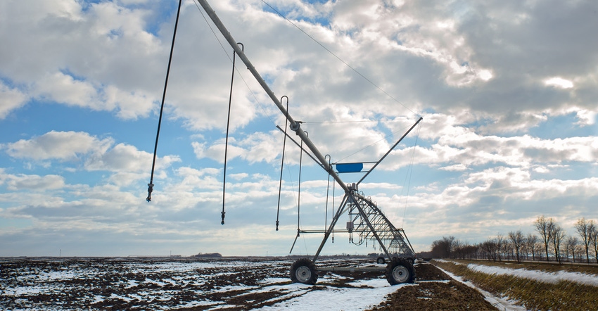 Irrigation in winter field Irrigation in winter field