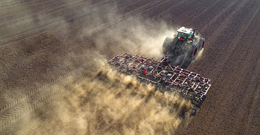 Aerial view of spring tillage.
