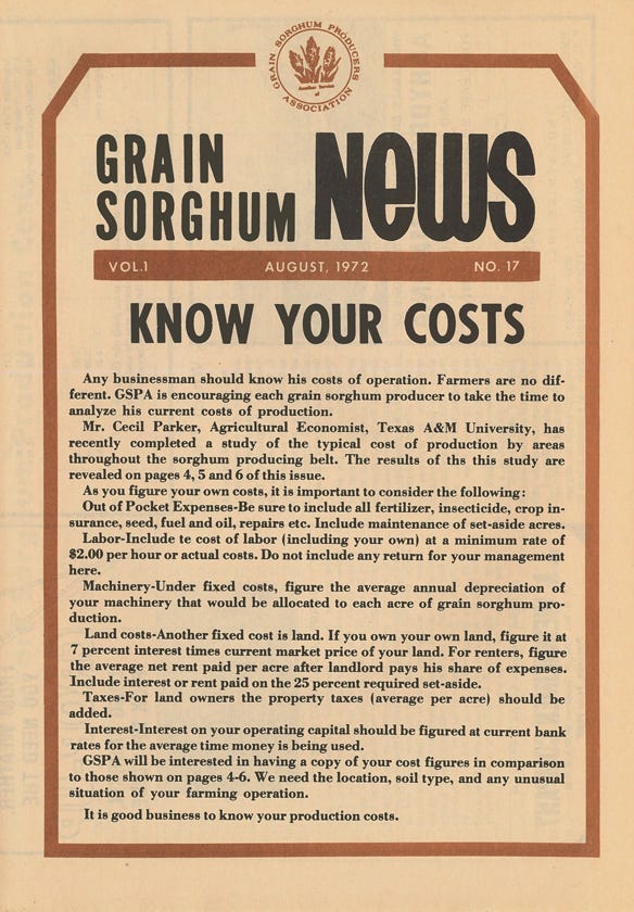 newsletter from 1972 for Grain Sorghum News