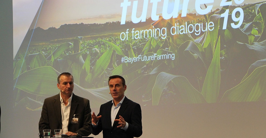 Bob Reiter, Bayer’s head of research and development (left), along with Liam Condon Bayer AG president of Crop Science Divi