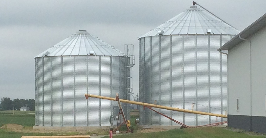 Grain bins on southeastern Minnesota farm.