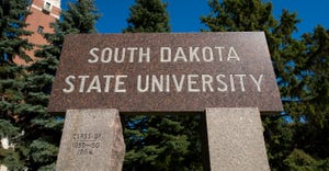Close up of monument sign at South Dakota State University 