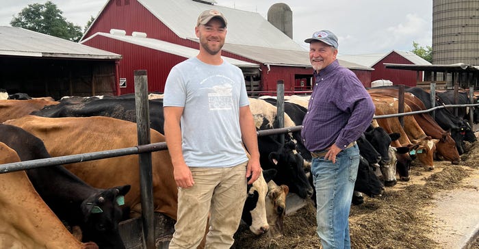 John and Jordan Settlege on their farm