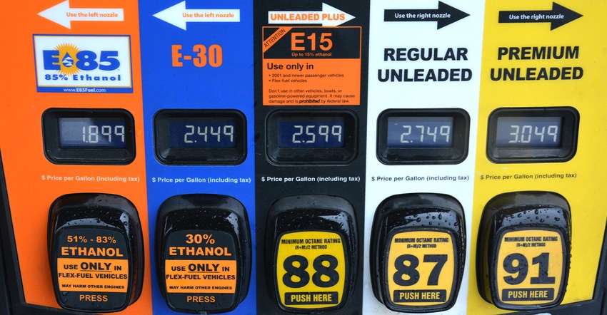 gas pump with five fuel formulations to choose from