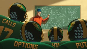 Illustration of teacher at chalkboard