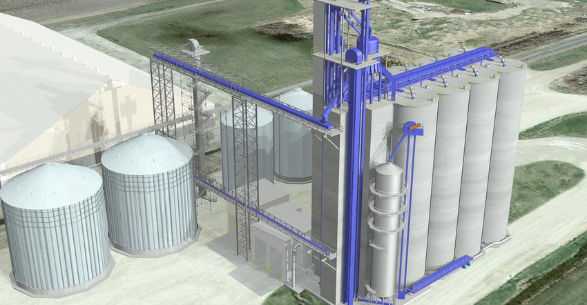 A digital rendering of a grain facility