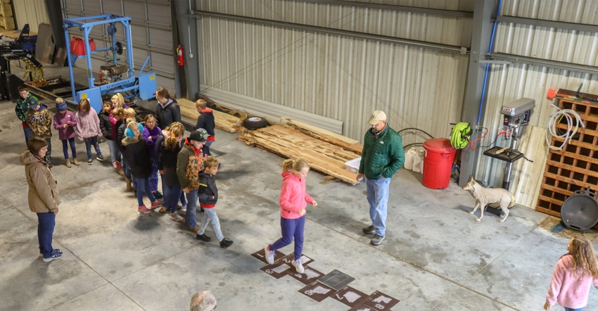 Students from Ord Elementary School in Ord, Neb. playing Hopscotch