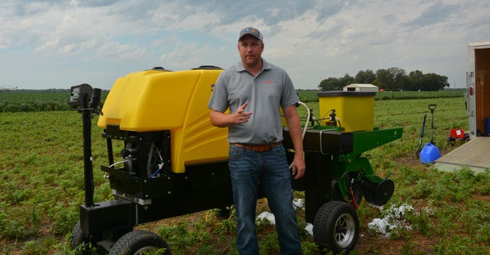 : Marcus Bartlett, FMC Precision Platform Sales representative based in Gower, Mo., was on hand for a field day at the Kansas : Marcus Bartlett, FMC Precision Platform Sales representative based in Gower, Mo., was on hand for a field day at the Kansas