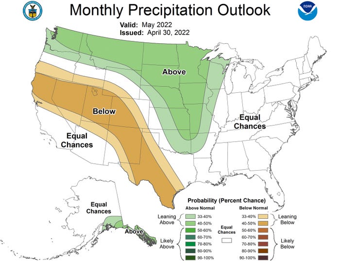 Monthly precipitation outlook map