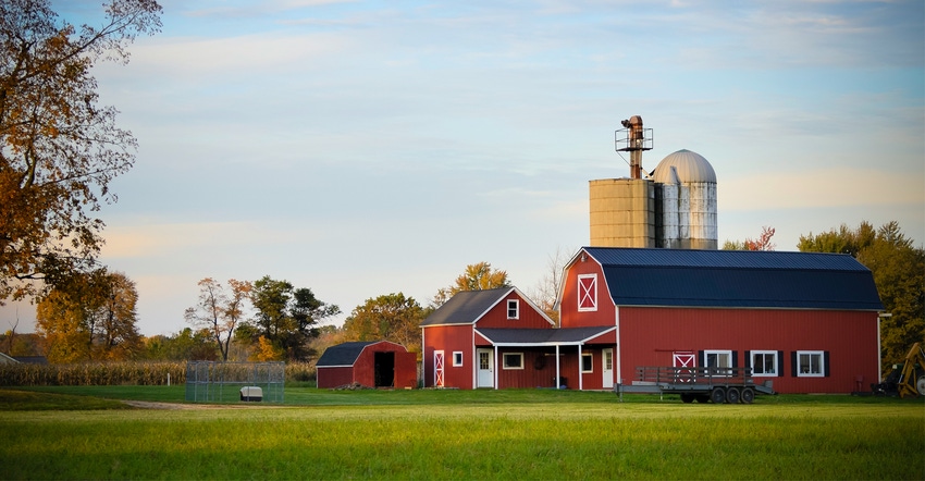 An idyllic farm in Michigan during autumn.