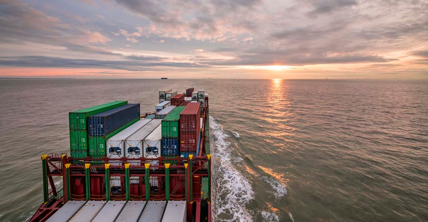 Container ship in the North Sea Container ship in the North Sea