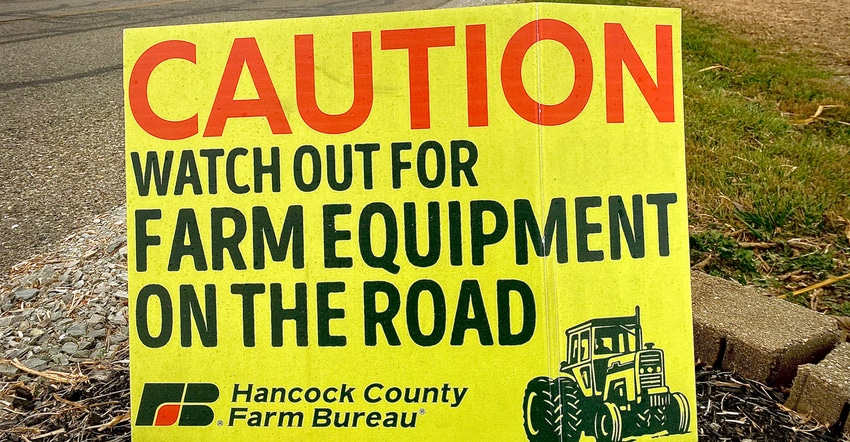 Watch Out for Farm Equipment caution sign