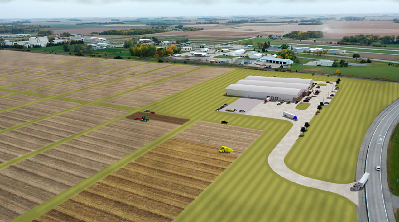 Beck’s - A digital rendering of a Beck's facility surrounded by fields
