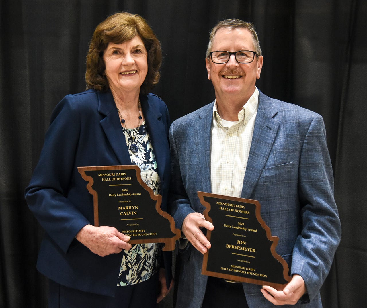 Marilyn Calvin and Jon Bebermeyer, Missouri Dairy Hall of Honors Leadership award winners