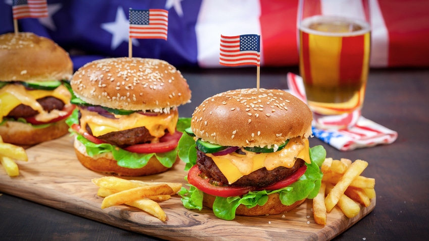 Cheeseburgers with American flags for 4th of July