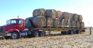 Farmers hauling bales of cornstalks to the cellulosic ethanol plant
