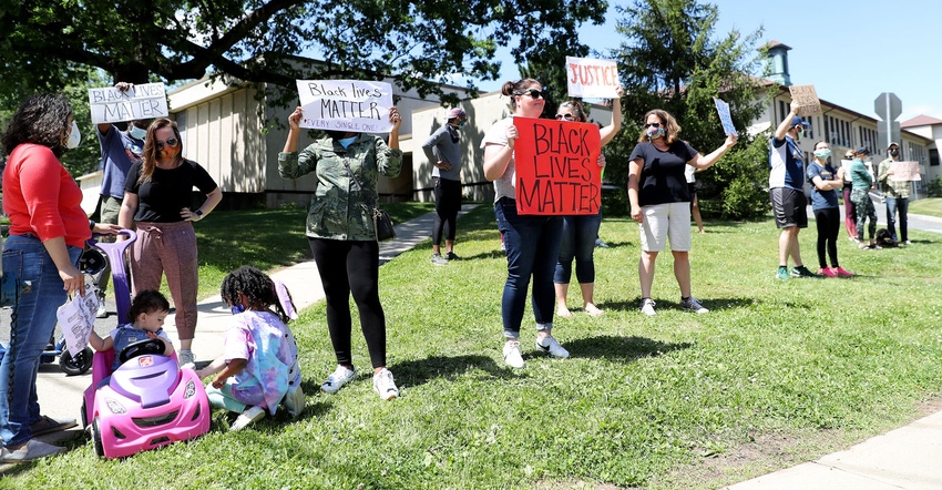 Residents gather to protest the death of George Floyd on May 30, 2020 in West Orange, New Jersey.
