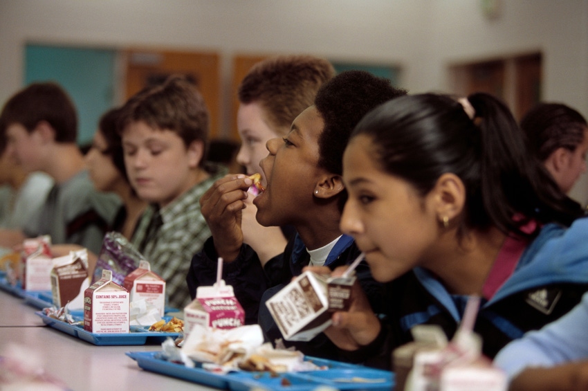 Kids eating in school cafeteria