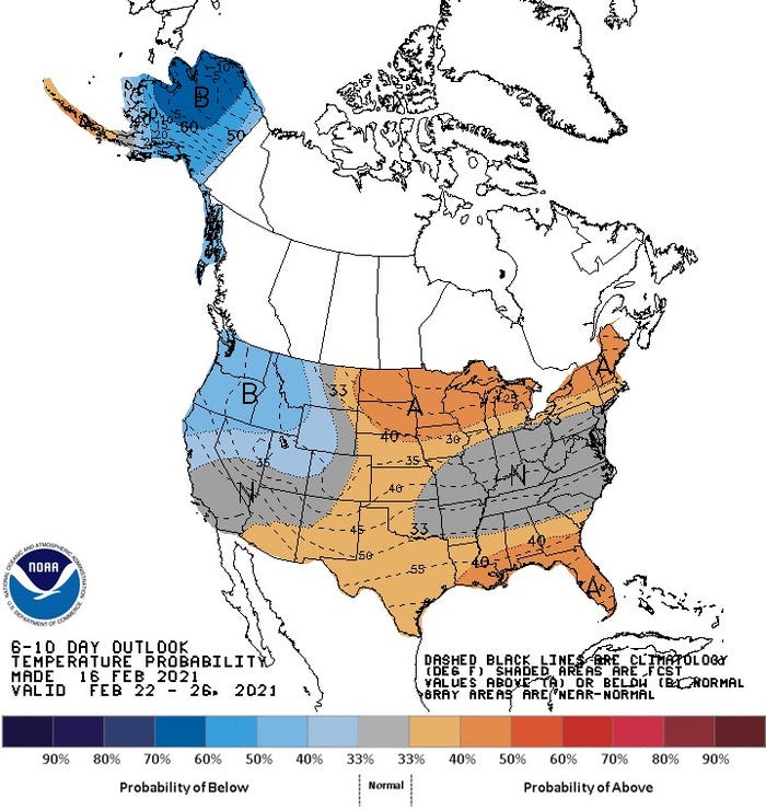 NOAA Temps 6-10 days - 2021 cold snap
