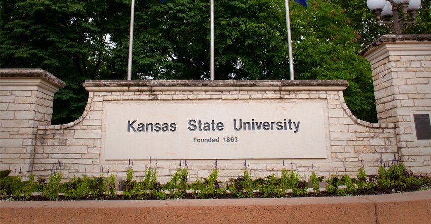 Kansas State University founded 1863 sign at entrance of the University