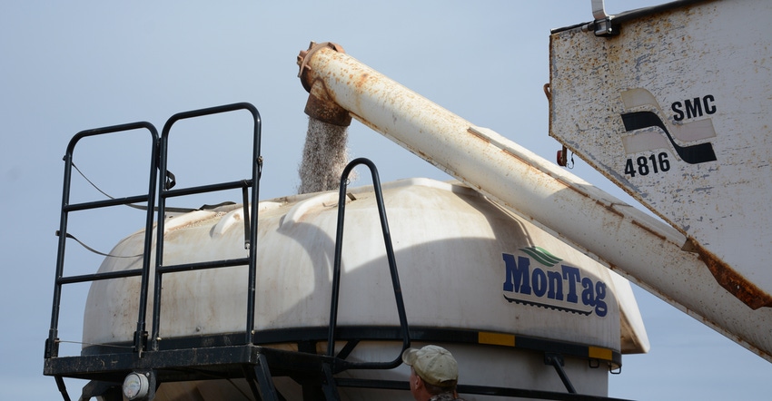 tank being loaded with fertilizer