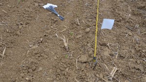 yellow rope and pile of white flags lying in dirt