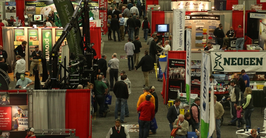 Attendees at a past Iowa Pork Congress trade show 
