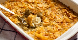 Home-baked potatoes casserole in a dish 