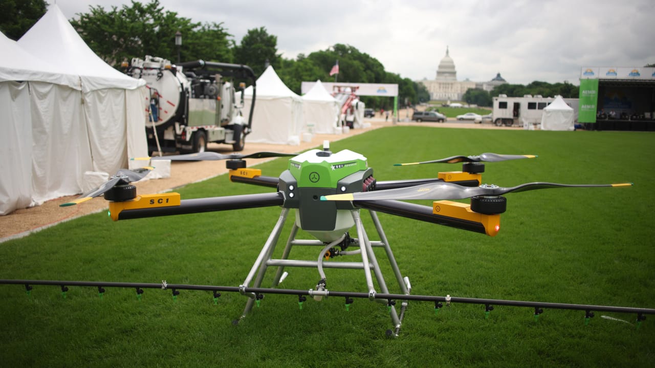 An American-made Guardian ag spray drone at the 2024 Ag On the Mall event in Washington, D.C.