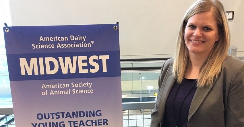 Dr. Cassie Jones, associate professor in Animal Science and Industry at K-State was honored with the Outstanding Young Teache Dr. Cassie Jones, associate professor in Animal Science and Industry at K-State was honored with the Outstanding Young Teache