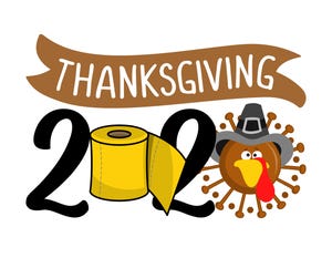 Thanksgiving 2020 Turkey cute Coronavirus and yellow toilet paper 