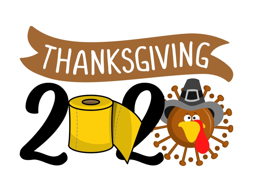 Thanksgiving 2020 Turkey cute Coronavirus and yellow toilet paper 