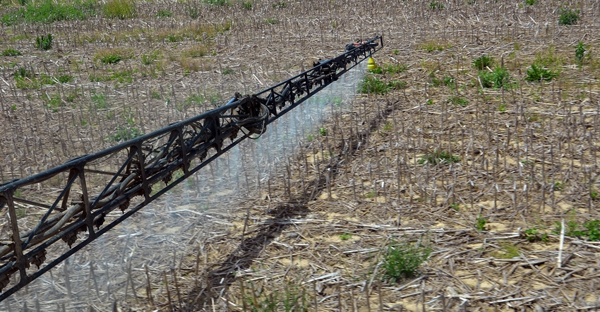 spray boom over field