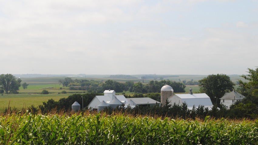 Farmstead and cornfields