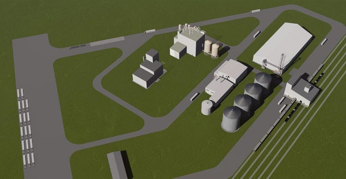 An artist's rendering of the Shell Rock Soy Processing plant at the Butler Logistics Park northwest of Shell Rock, Iowa. 