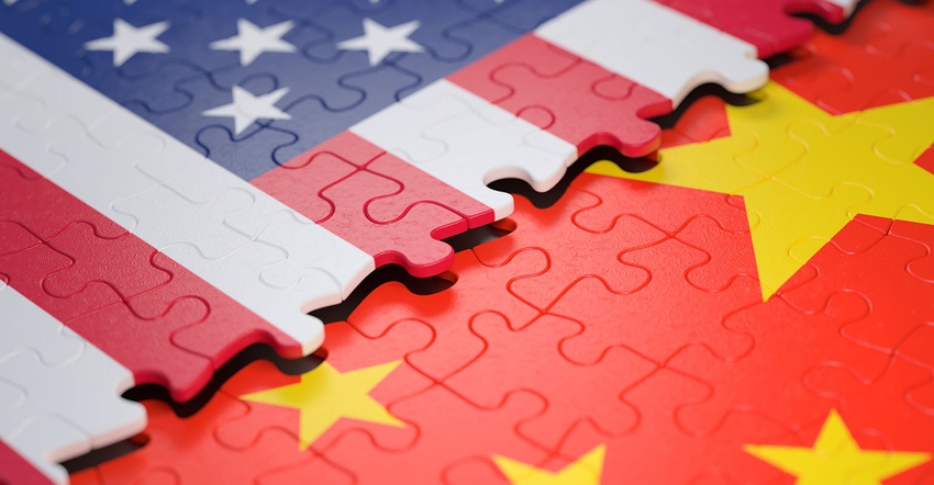 China and U.S. flags embedded in a puzzle China and U.S. flags embedded in a puzzle