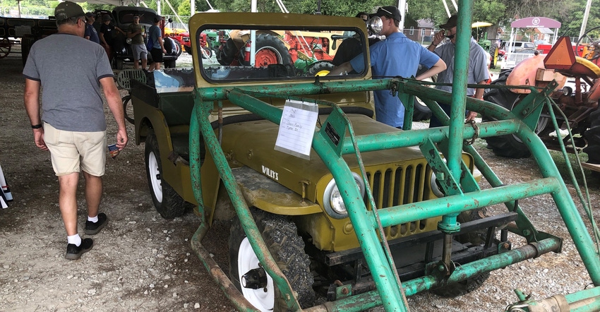 1948 Willys Jeep with front-end scoop on display at the 2022 Indiana State Fair