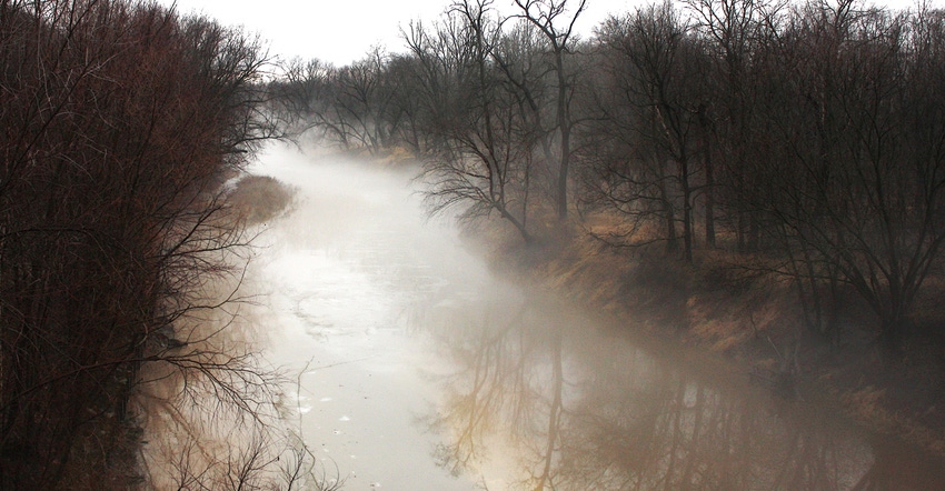 a foggy morning in the English River Watershed