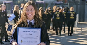 County FFA member, Tieryn Tucker holding her American FFA Degree 