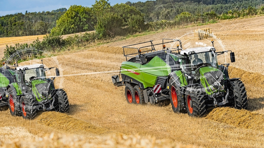 Two tractors in field